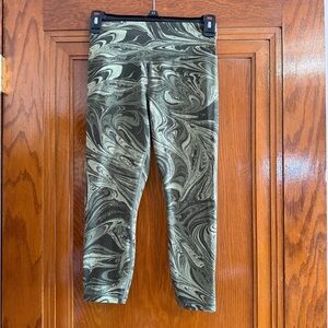 Athleta Olive and Gray Marble Leggings